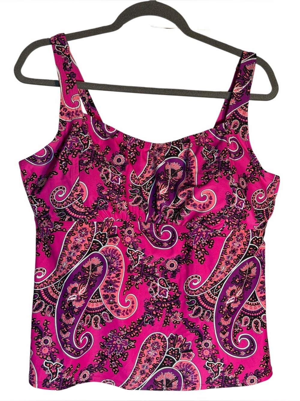 St. John's Bay Fuchsia Paisley Tankini Swim Top